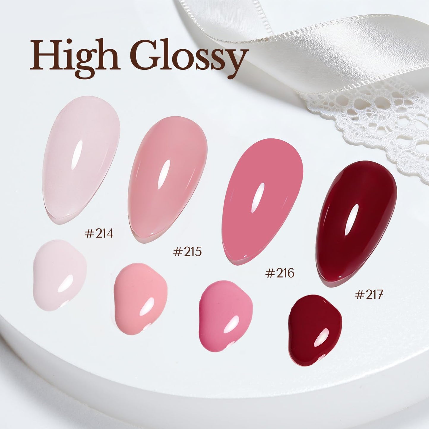 Pink Nail Polish Set - 4 Glossy Shades for Natural Nails | DIY Manicure Gift for Women