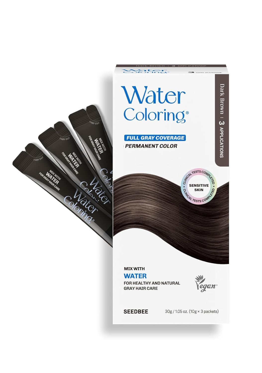 Korean Permanent Hair Dye Kit - Medium Brown Powder Color for Gray Coverage | Vegan Plant-Based Formula, Easy Application