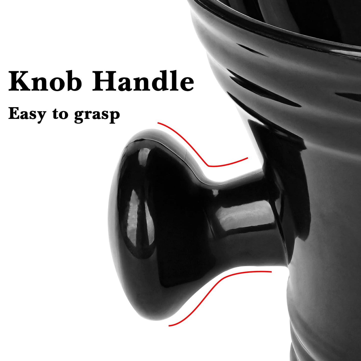 Linkidea Men Plastic Shaving Cup with Handle, Deep Size Textured Wet Shaving Cup, Traditional Wet Shaving Factory Shaving Mug (Black), RAC18-01