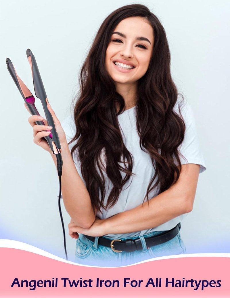 Pro Twist Ceramic Flat Iron - 2 in 1 Hair Straightener & Curler | 1 Inch, Fast Heating, LCD Display, 11 Temp Settings (250℉-450℉)
