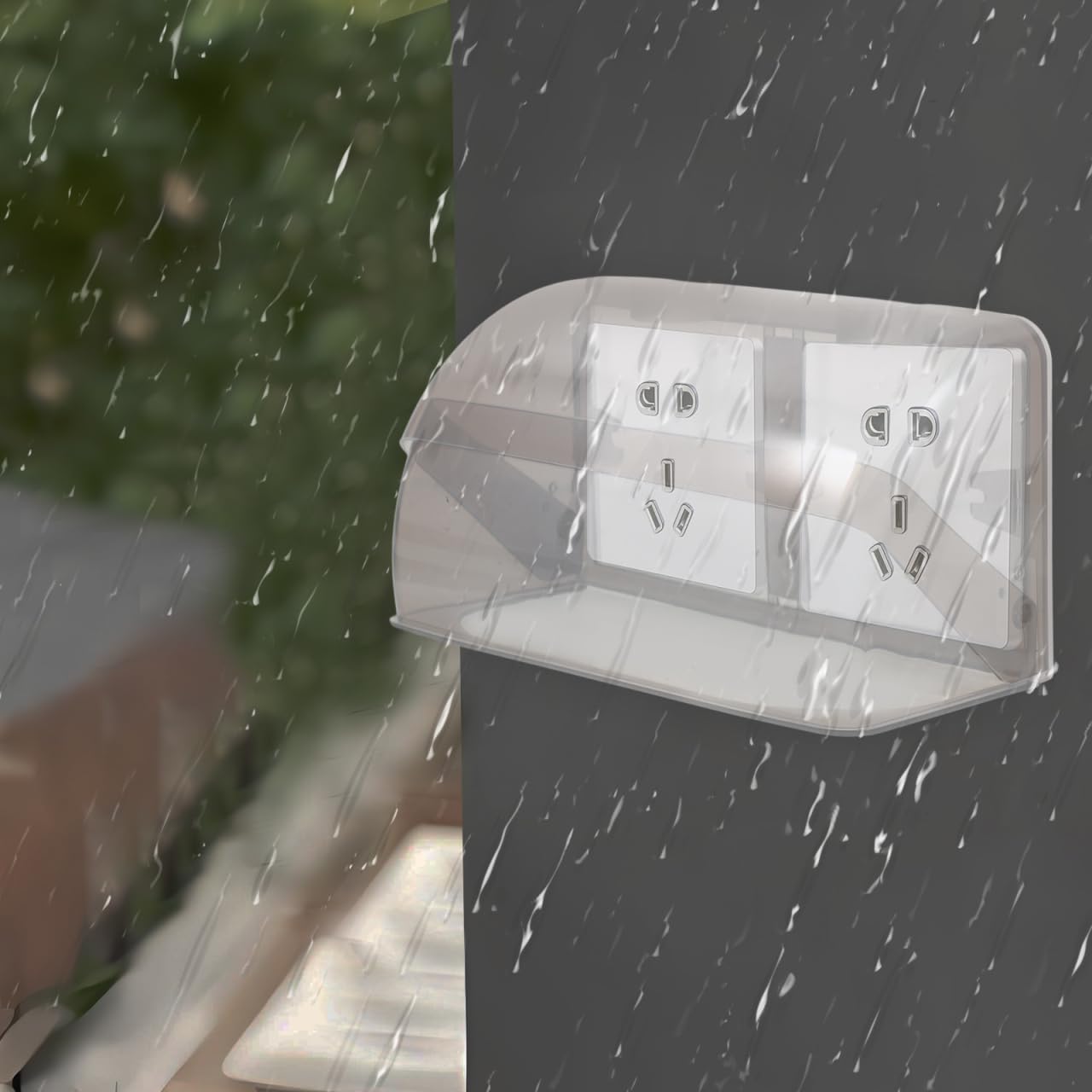 POPETPOP Outdoor Waterproof Outlet Cover with Weatherproof Switch and Plug Protector Universal Electrical Socket Box Cover 7.68X7.68X3.35 Inches for Outdoor Charging Station Safety
