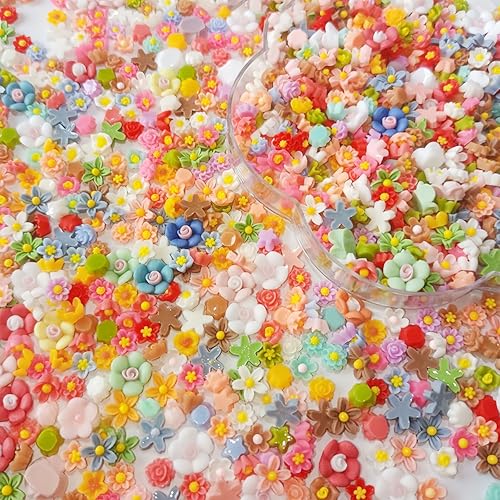 300PCS 3D Floral Nail Charms - Colorful Flower Rhinestones for Nail Art