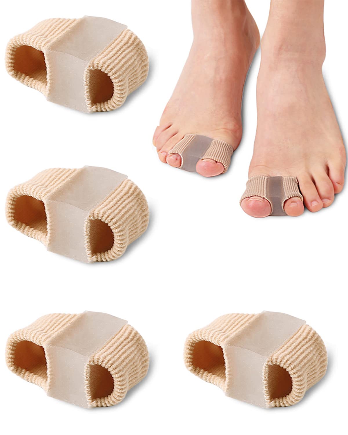 Bunion Toe Separators for Overlapping Toes - Gel Spacers with 2 Loops | Hammer Toe Straightener (2PC)