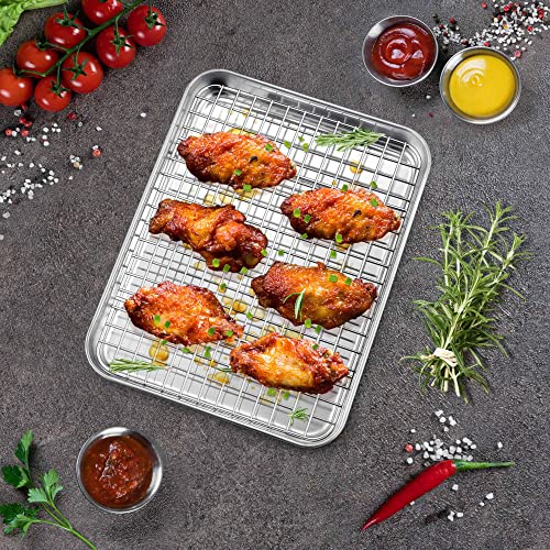 P&P CHEF 9 Inch Toaster Oven Baking Pan with Cooling Rack Set