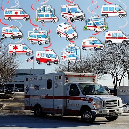 20-Piece Ambulance Hanging Swirls for EMT Party Decorations