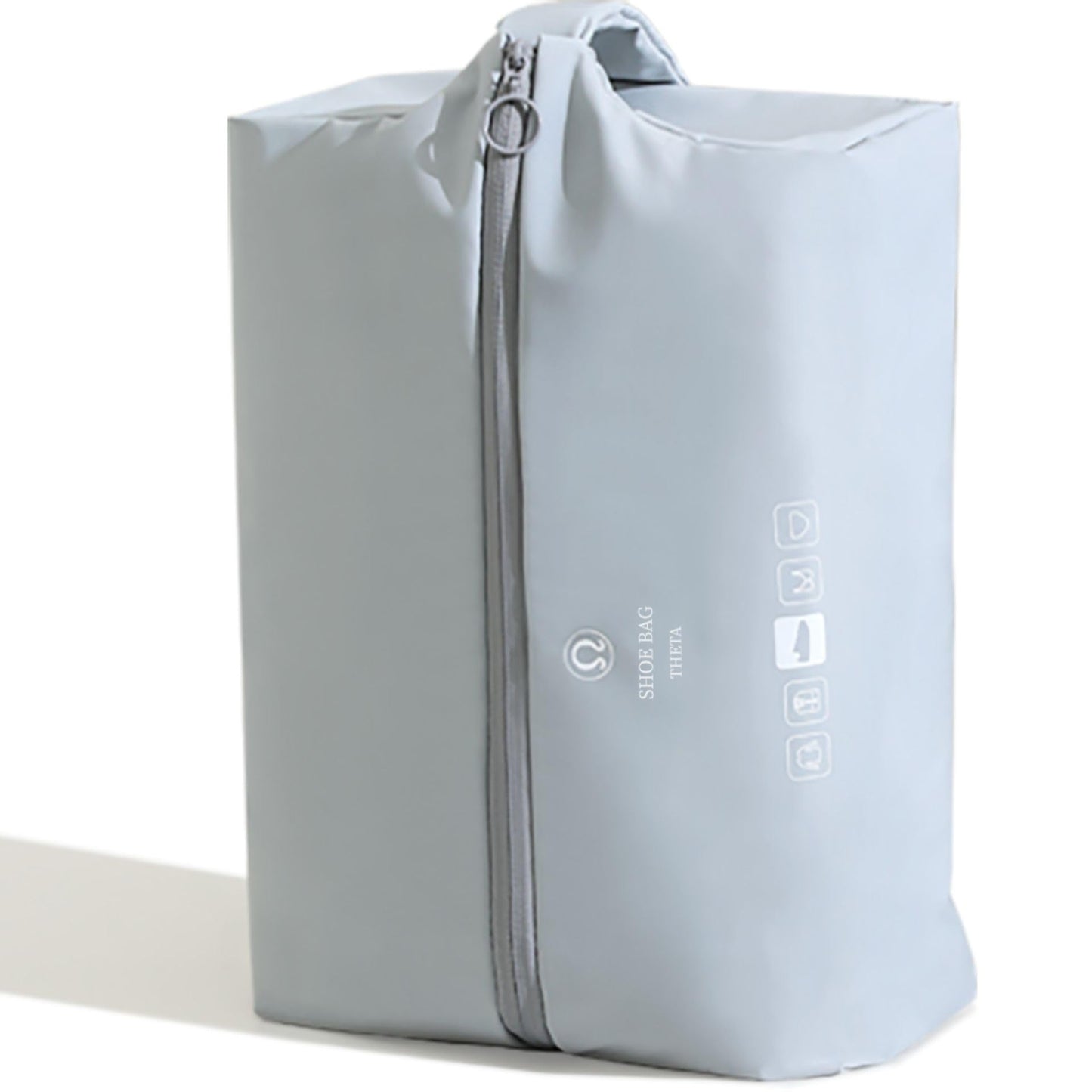 tianzong Double-Layer Fabric Wide-Opening Waterproof Travel Shoe Bag with Comfortable Handle (T400+TPU, Bluish Grey)