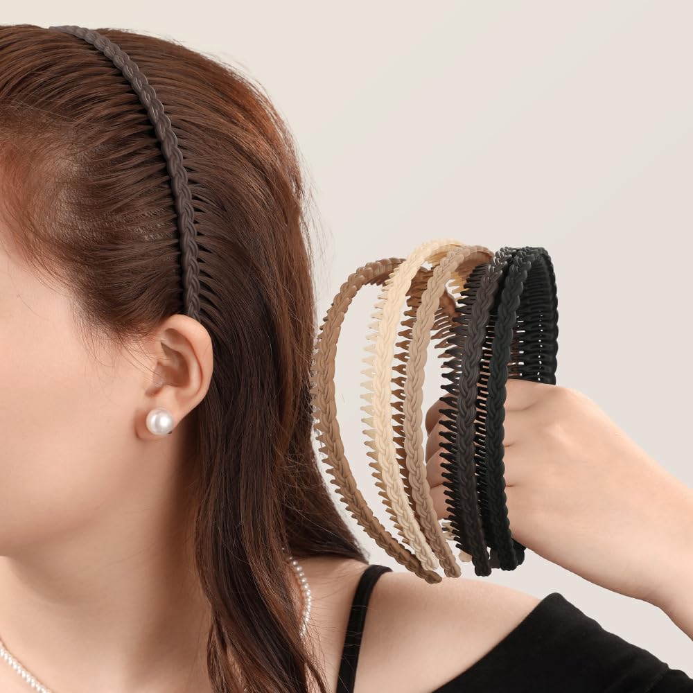 Non-Slip Headbands for Women - 6 Pcs Zig Zag Hairbands with Teeth | Perfect for Workouts & Daily Wear