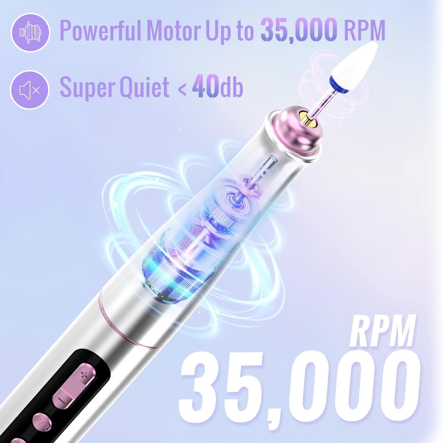 Cordless Electric Nail Drill Machine - 35000RPM Professional E-File Kit | 13-in-1 Manicure & Pedicure Set