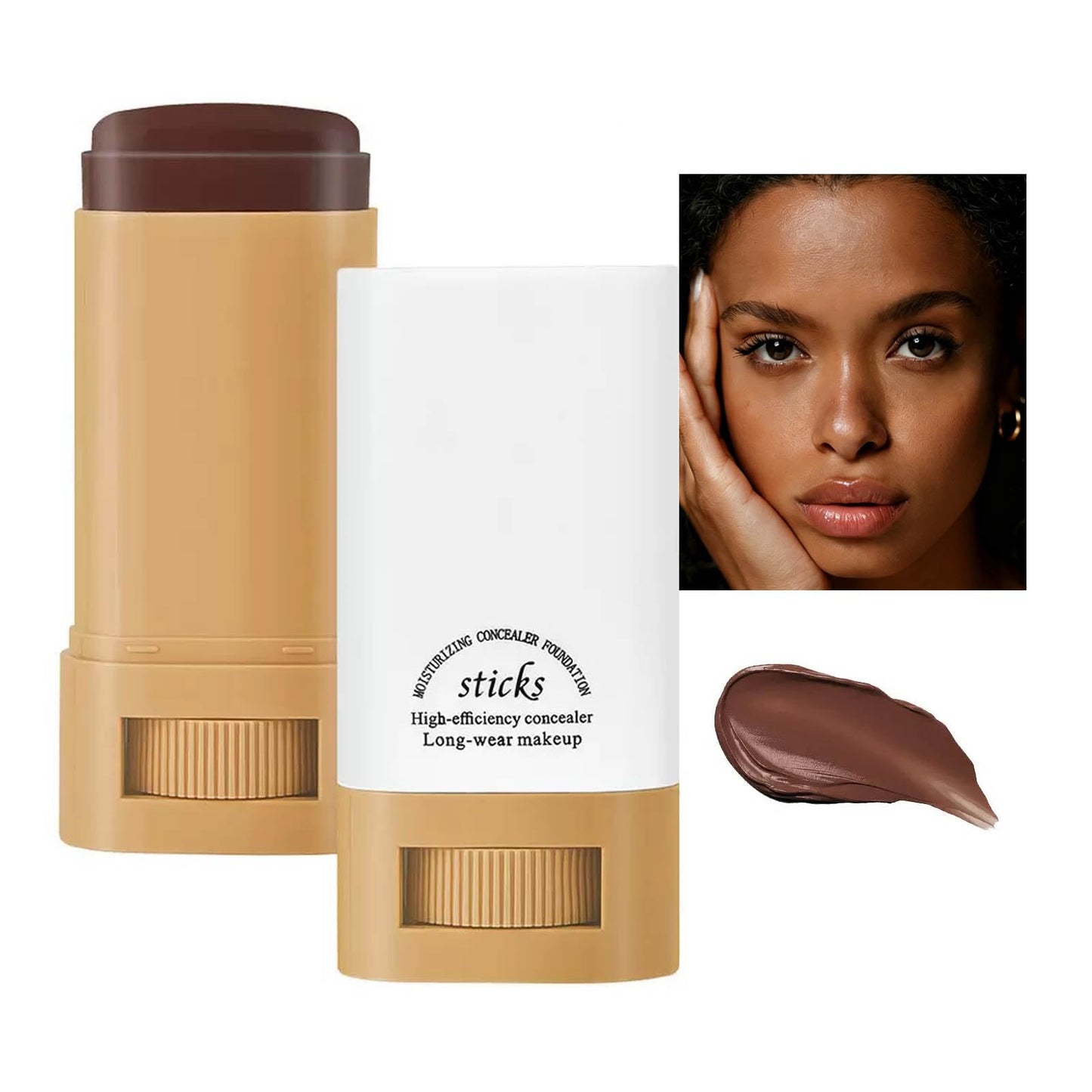 Foundation Stick Full Coverage Concealer, Hydrating Long-Lasting Matte Makeup Stick with Moisturizing Ingredients, Waterproof Multi-use Beauty Stick for Contour & Highlight (01#)