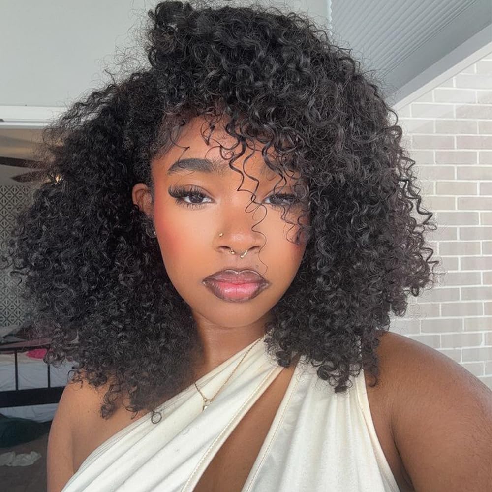 Kinky Curly Half Wig - 250% Density Human Hair | Glueless, Beginner-Friendly 20 Inch Flip Over Design