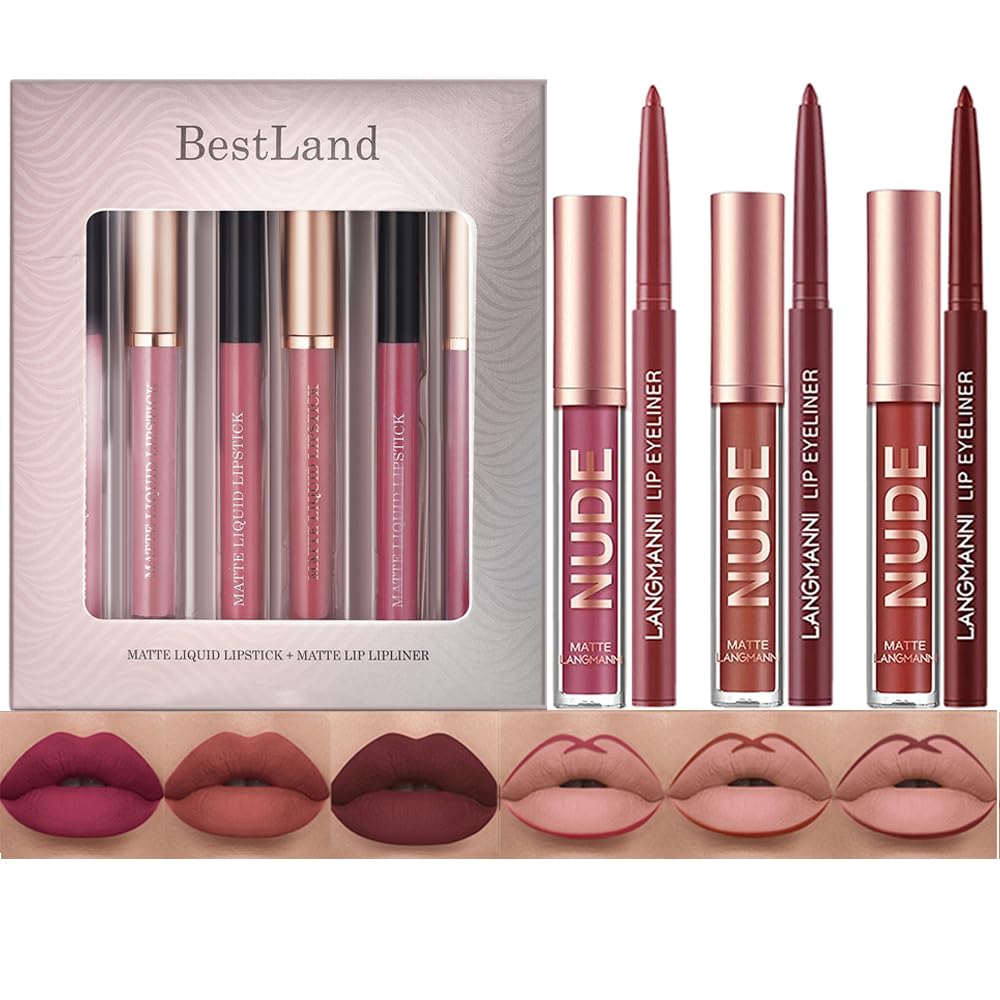 Matte Liquid Lipstick Set - 12Pcs Velvety Nude Lip Stain & Liner | Waterproof Long Wear Makeup Gift Set