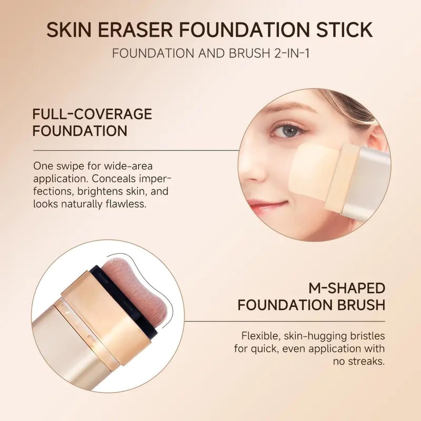 Luminous Dual-Ended Concealer Foundation Stick - Full Coverage 2-In-1 Contouring Cream | Flawless Finish #01