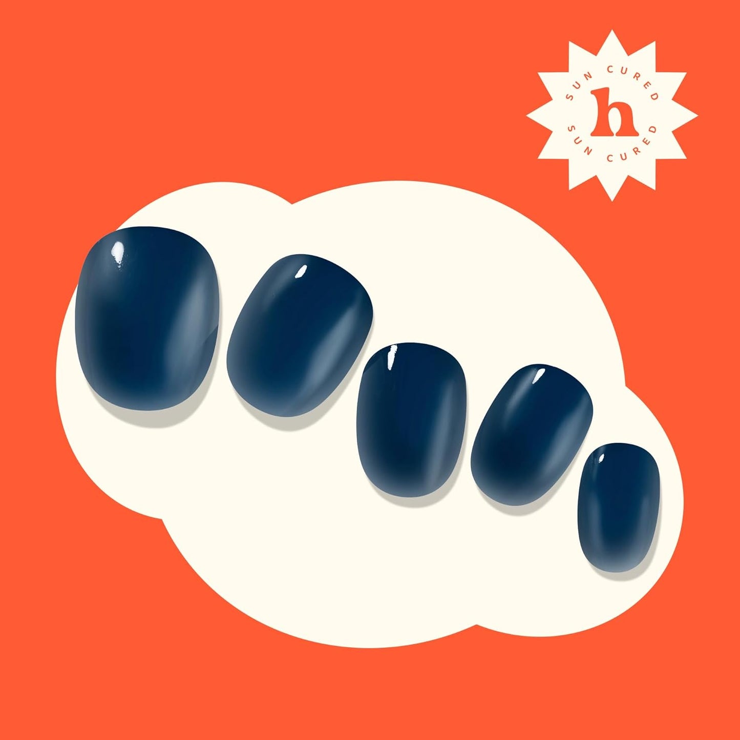 Semi Cured Gel Nail Strips - Easy Apply & Remove, Navy Jelly | 28 Strips, Prep Pads, Nail File & Stick - Hey, After Dark
