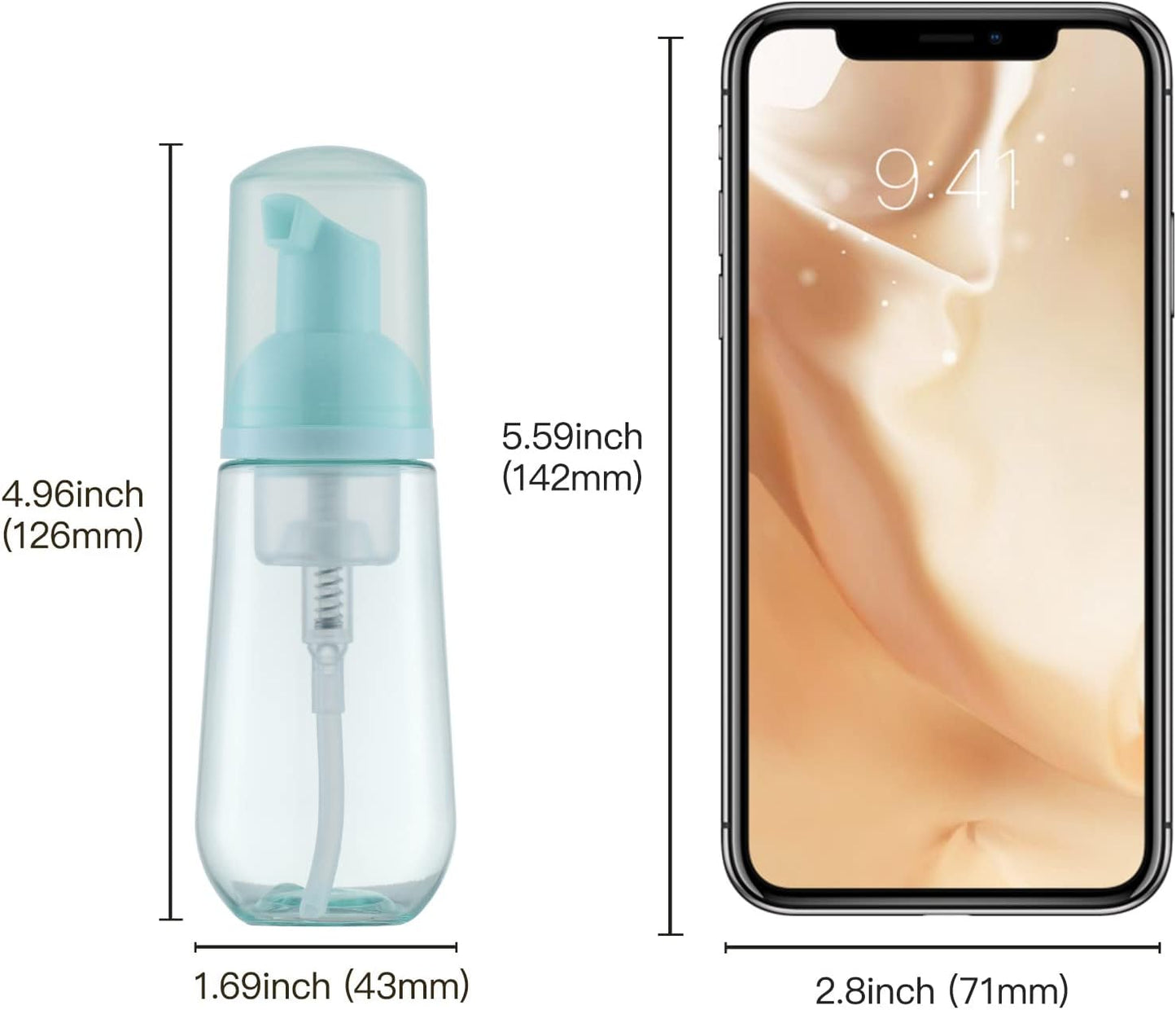 Foaming Lash Shampoo Bottle - Empty Travel Dispenser for Cleanser | 60ml, Green