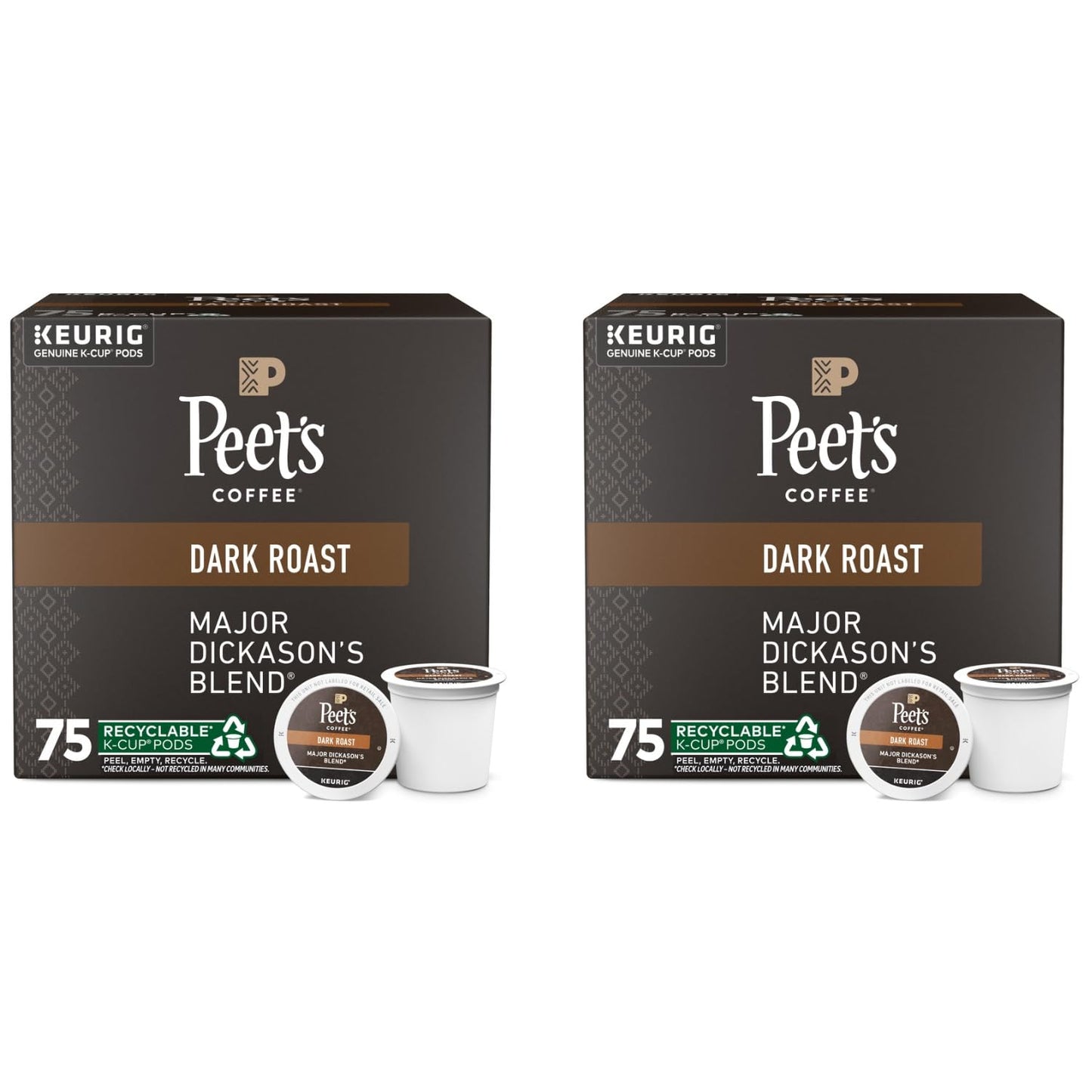 Peet's Coffee Dark Roast K-Cup Pods - Major Dickason's Blend | 75 Count 100% Arabica Coffee