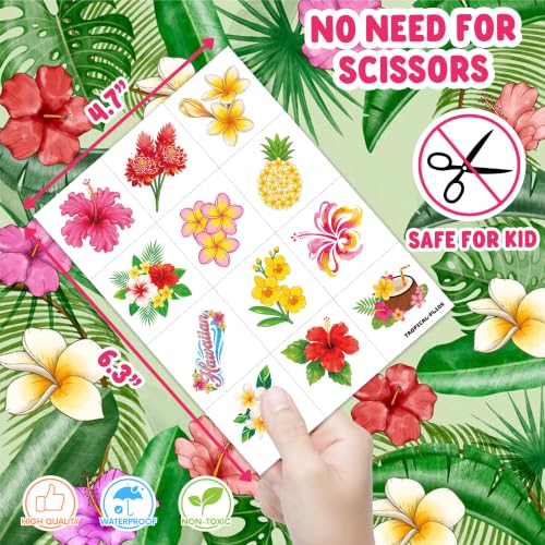 120 PCS Tropical Flower Hawaiian Temporary Tattoos - Normal Variation