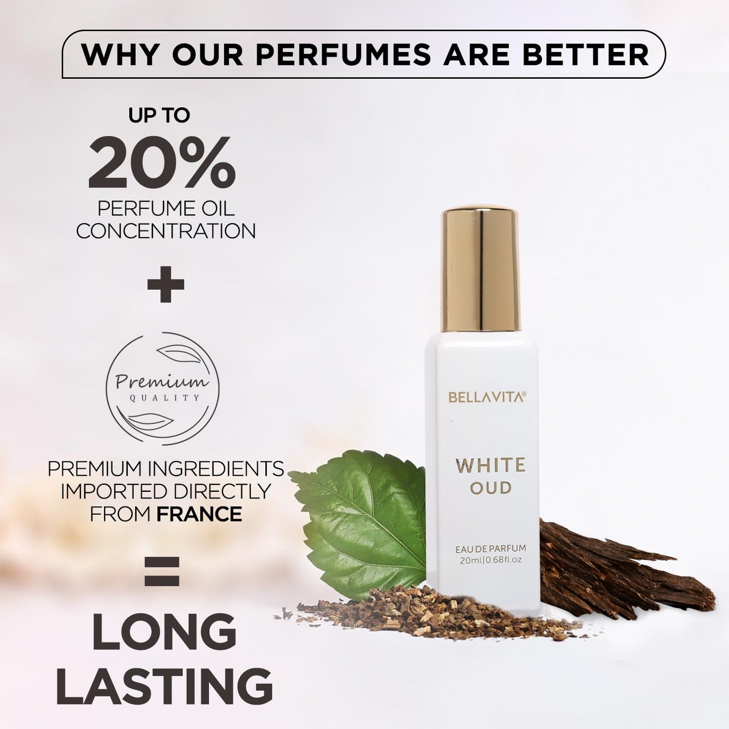 **Bellavita White Oud Eau de Parfum - Long Lasting Unisex Fragrance | 20 ml Travel Size with Fruity & Tobacco Notes**