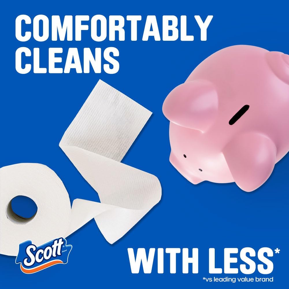 Scott ComfortPlus Toilet Paper - 12 Triple Rolls | 231 Sheets Each, Septic-Safe, 1-Ply Softness