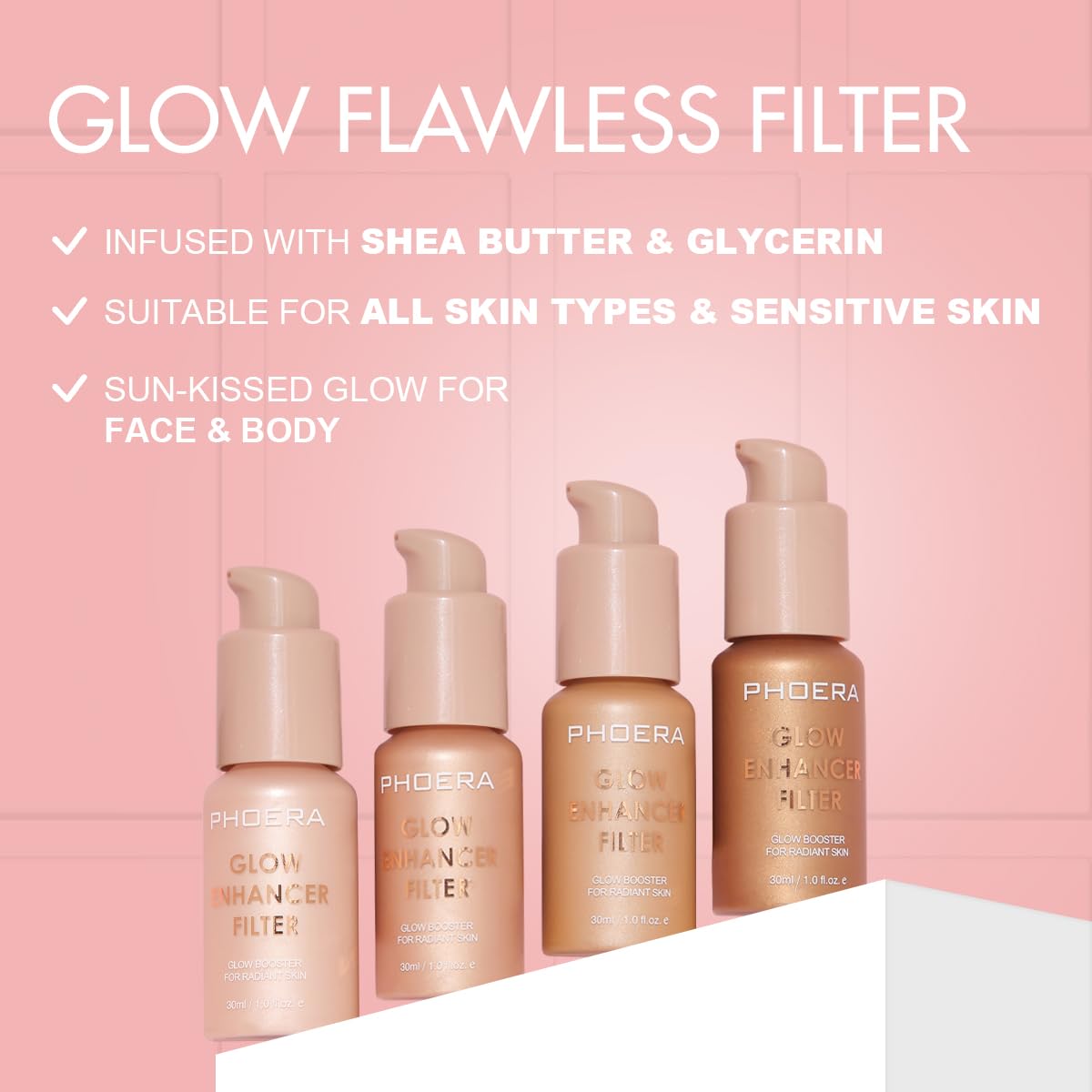 PHOERA Skin Glow Tint Foundation - Natural Radiant Finish | Flawless Silk Effect, 01 Fair