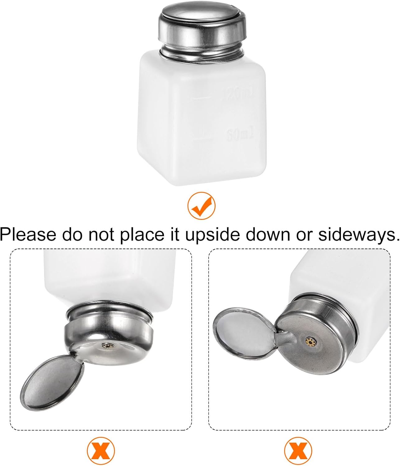 Harfington 3pcs Alcohol Dispenser Pump Bottles - 120ml Push Down with Stainless Steel Lid | White