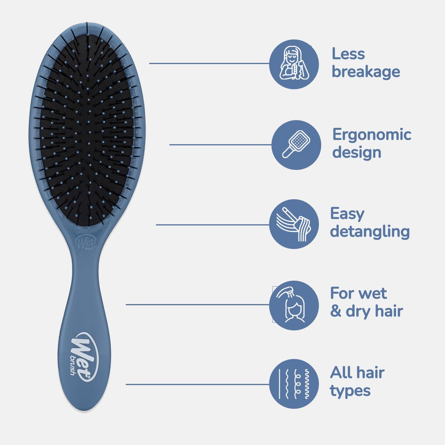 Wet Brush Original Detangler Hair Brush - Elemental Blue | Ultra-Soft IntelliFlex Bristles for Easy Detangling