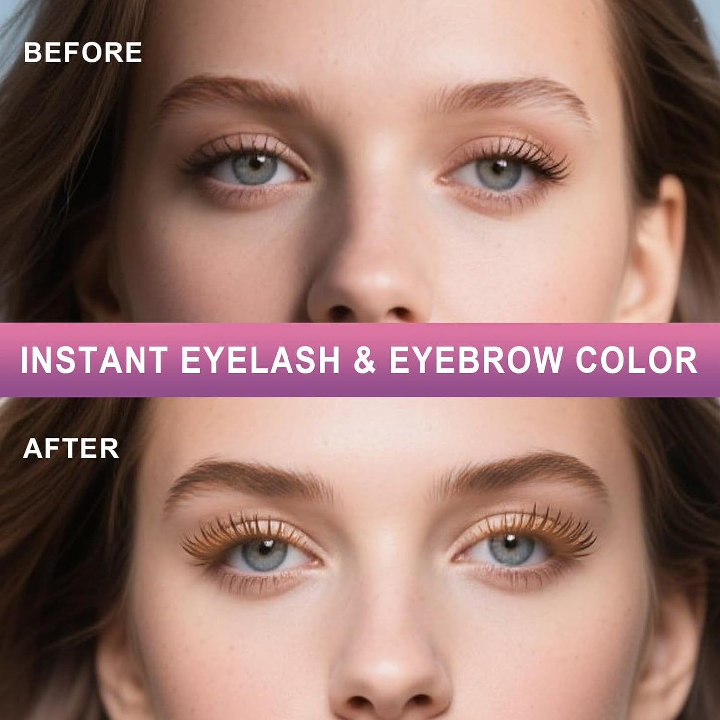 WEILNELL Eyelash & Eyebrow Color Kit, Professional Instant Lash & Brow Color Kit, Easy to Use with Natural Results, DIY Hair Coloring Eye Brow & Eye Lash Set for Beginner Salon Beauty 7ml Light Brown