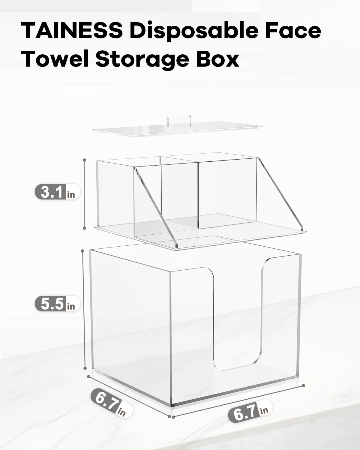 Upgraded Double Layer Face Towels Holder Compatible with Clean Skin Club Clean Towel XL 4-in-1 Acrylic Clean Towels Holder for Cotton Pads & Swabs Bathroom Counter Organizer Clear Face Towel Container