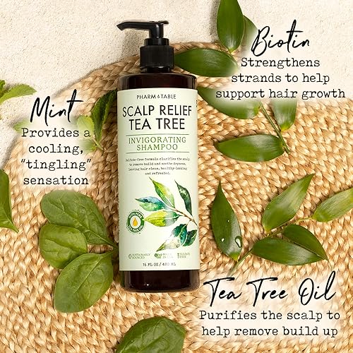 PHARM TO TABLE Tea Tree Shampoo 16.23 Fl Oz Sulfate-Free Clarifying Hair Care