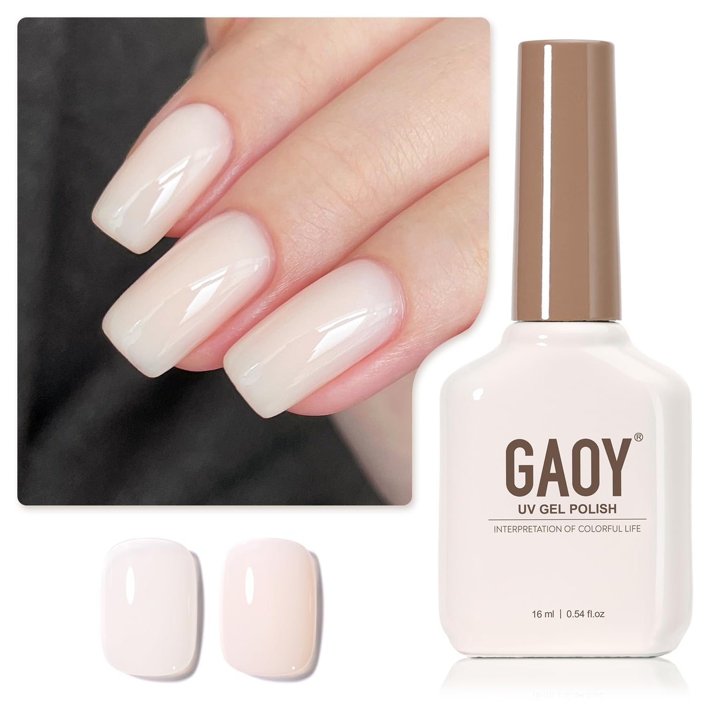 Sheer Light Pink Gel Nail Polish - 16ml UV Cure Jelly Milky White Peach for DIY Manicure & Pedicure