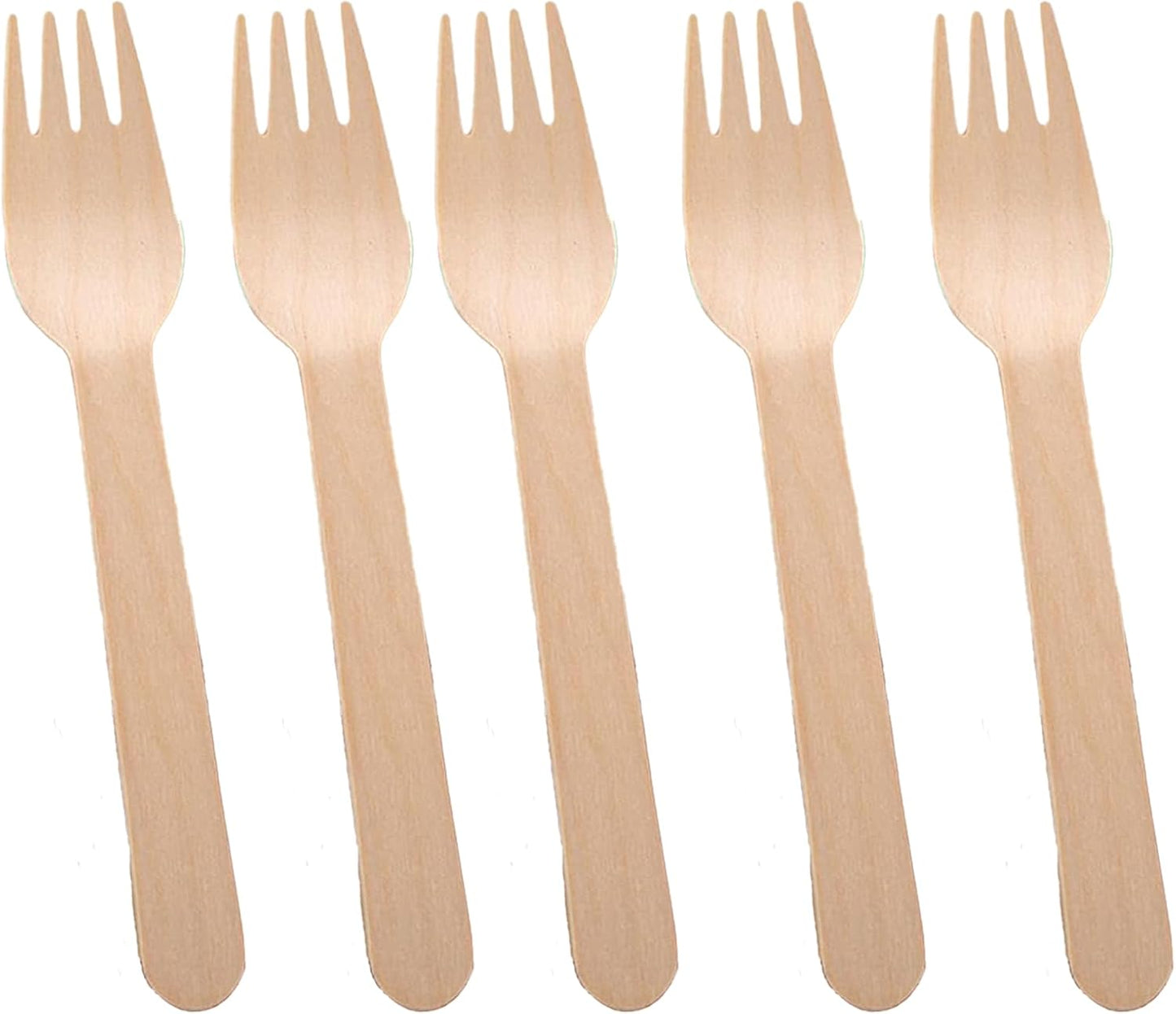 Disposable Wooden Forks - 200 Pack Biodegradable Charcuterie Utensils | 6-Inch Eco-Friendly Forks for Parties & Picnics