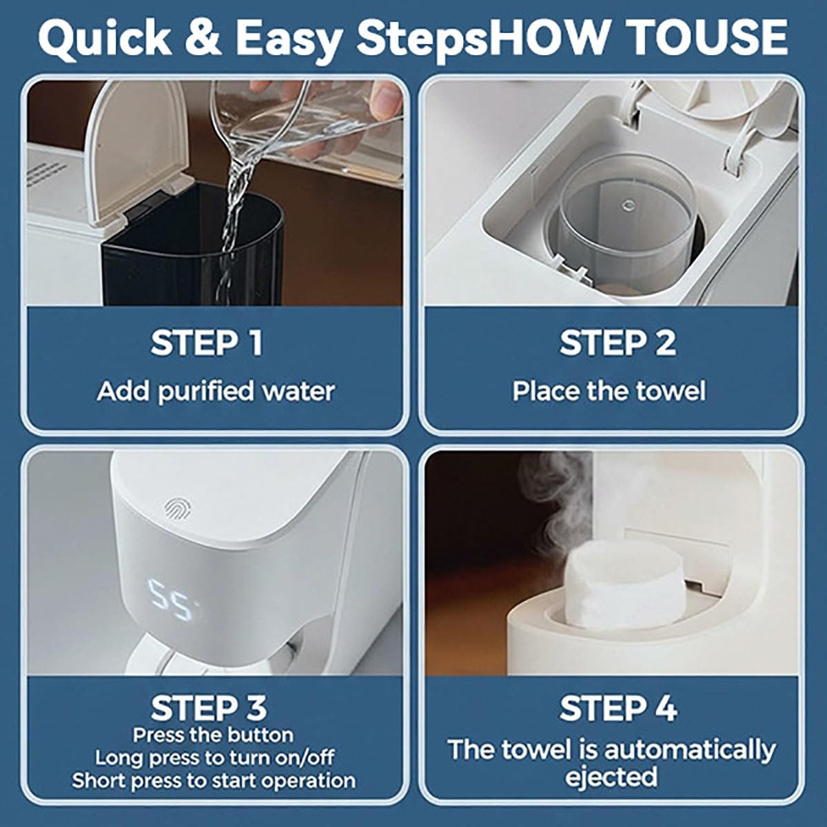 Hot Towel Dispenser - 5-Second Fast Heating Towel Warmer | Automatic Heated Towel Machine for Home Spa