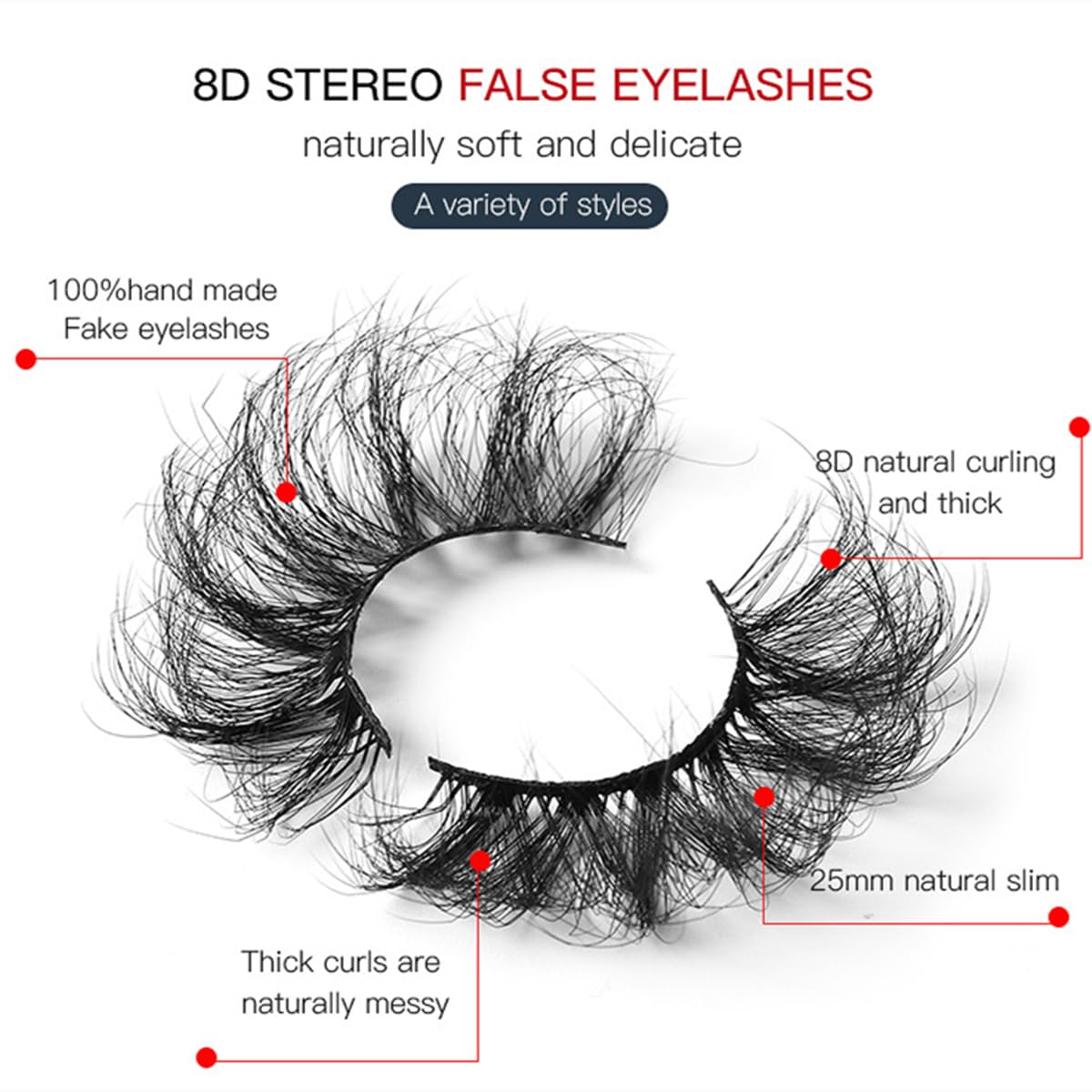 FEITA Fluffy False Eyelashes 25mm Lashes Set 3D Thick Volume Criss-Crossed Soft Eyelash Dramatic Faux Mink Fake Eye Lashes Natural Wispy 5 Pairs Packs