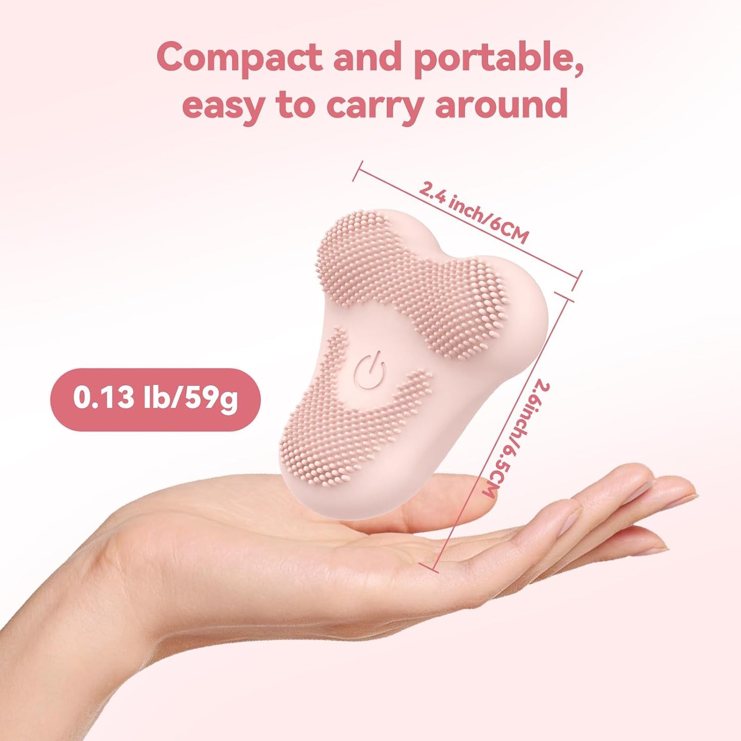 Vibrating Face Massager - Deep Cleansing Silicone Exfoliator & Scrubber | Rechargeable Pink Facial Brush