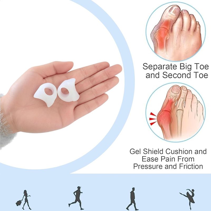 Gel Toe Separators - 10 Pcs for Overlapping Toes & Bunions | Big Toe Alignment Corrector (Blue)