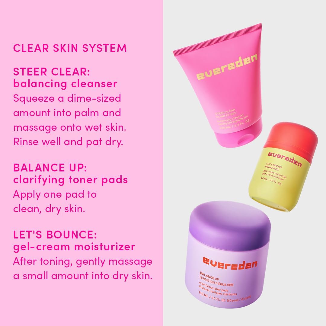 Evereden Balance Up Toner Pads - Clean and Vegan Teen Water-Based Face Pads with Mandelic Acid, Niacinamide, & PHAs - Oily and Pimple-Prone Skin - Healthy-Looking Skin & Clog-Free Pores