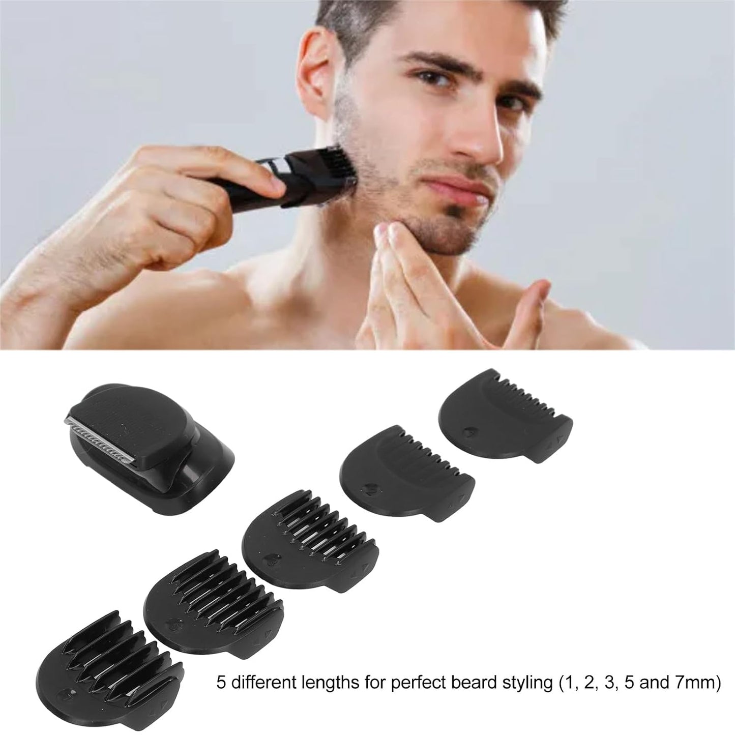 Beard Trimmer Head Replacement - Compatible Guards for Series 5/6/7 | 5 Combs Included