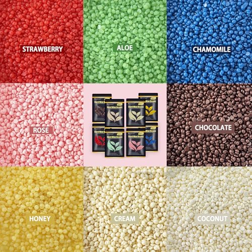 Auperwel Hard Wax Beads for Hair Removal - 8 Scents, 1.76lb