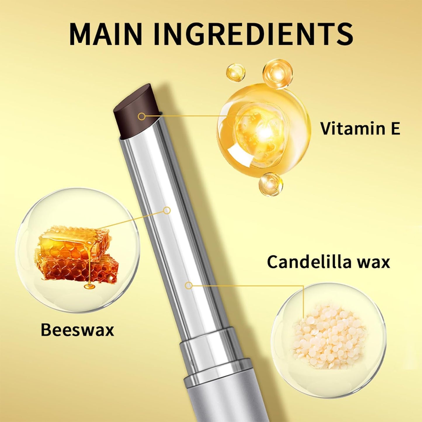 Honey Lipstick - Tinted Hydrating Lip Balm with Sheer Formula | Natural Glossy Finish (1 PC Black)