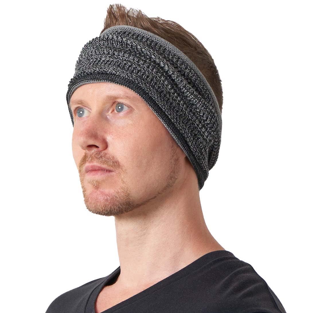 Knit Headband - Boho Bandeau Hair Wrap for Women & Men | Cotton-Blend, Deodorizing, Black