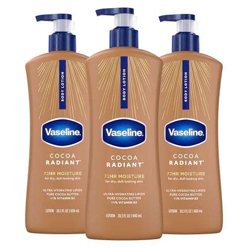 Vaseline Cocoa Radiant Body Lotion for Dry Skin, 20.3oz (3 Pack)