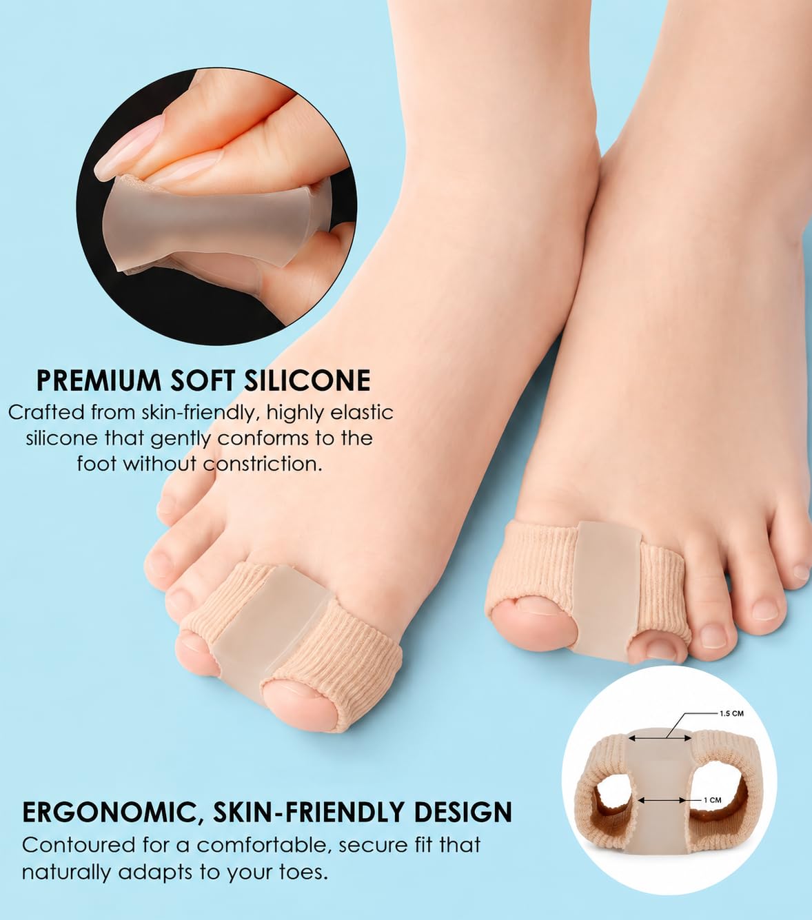 Habioer Bunion Corrector, Toe Separators for Women Men Big Toe, Breathable Toe Spacers, Bunion Correction(6PCS)