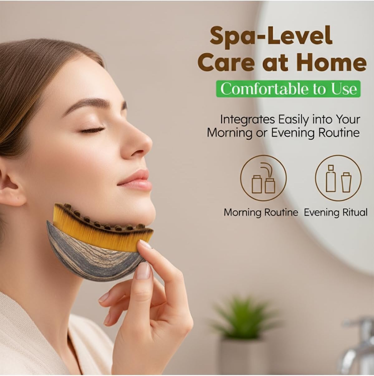 2 PCS Lymphatic Contour Face Brush, Manual Lymphatic Drainage Massager, Natural Makeup Brushes with Durable Soft Bristles, Hypoallergenic Ergonomic Facial Cleansing Brush for Sculpting