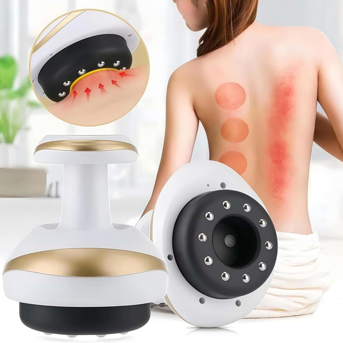 Yanzhenglip Massage 4-in-1 Massager Against Cellulite - Vacuum & Gua Sha Electric, Firmer Skin & Better Circulation, Deep Massage with Heat, for Full Body Use at Home (A-1Set)