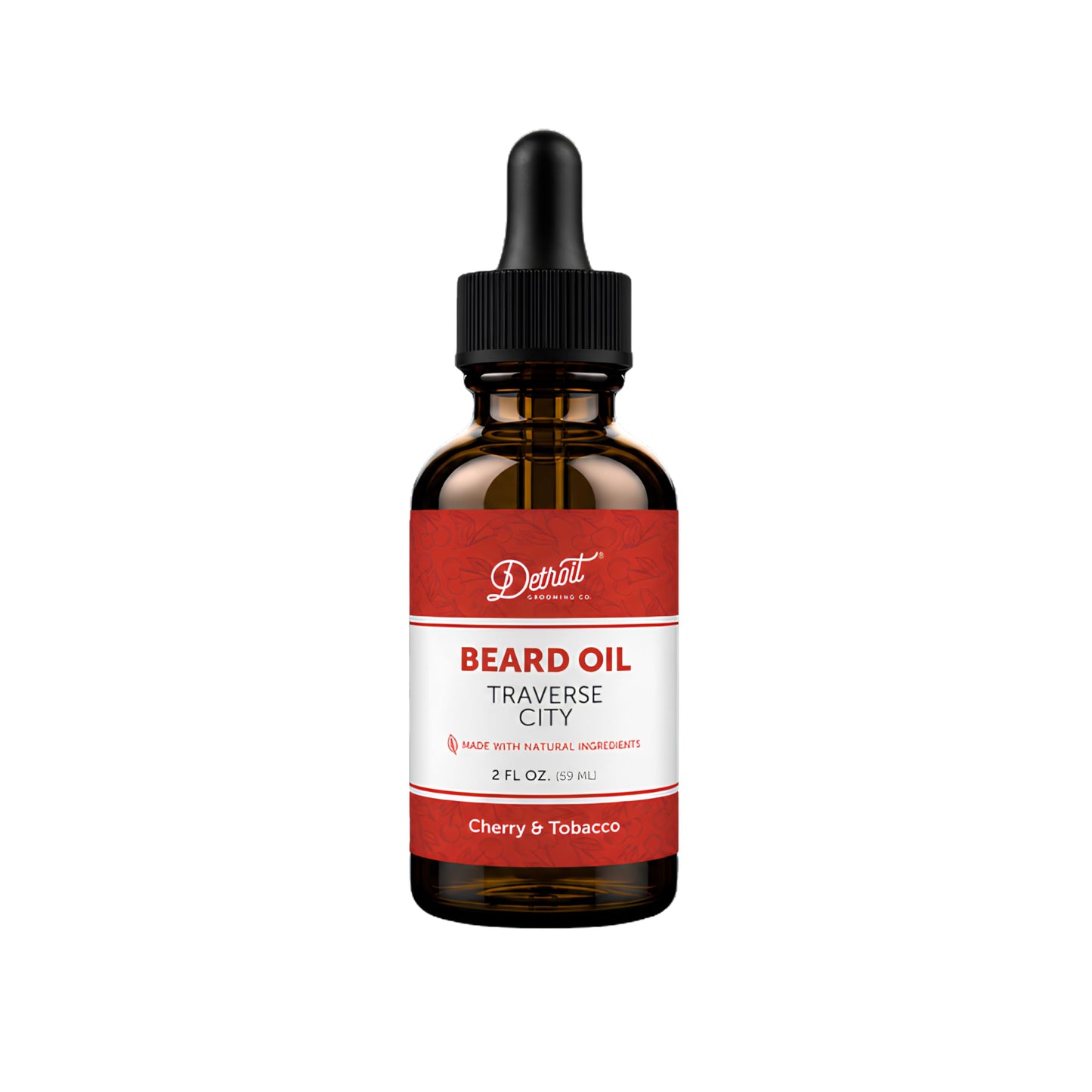 Detroit Grooming Co. Beard Oil (2oz) - Cherry & Tobacco - Premium Nourishing Formula with Sweet Almond Oil & Vitamin E - Men's Beard Softener & Moisturizer - Double Size