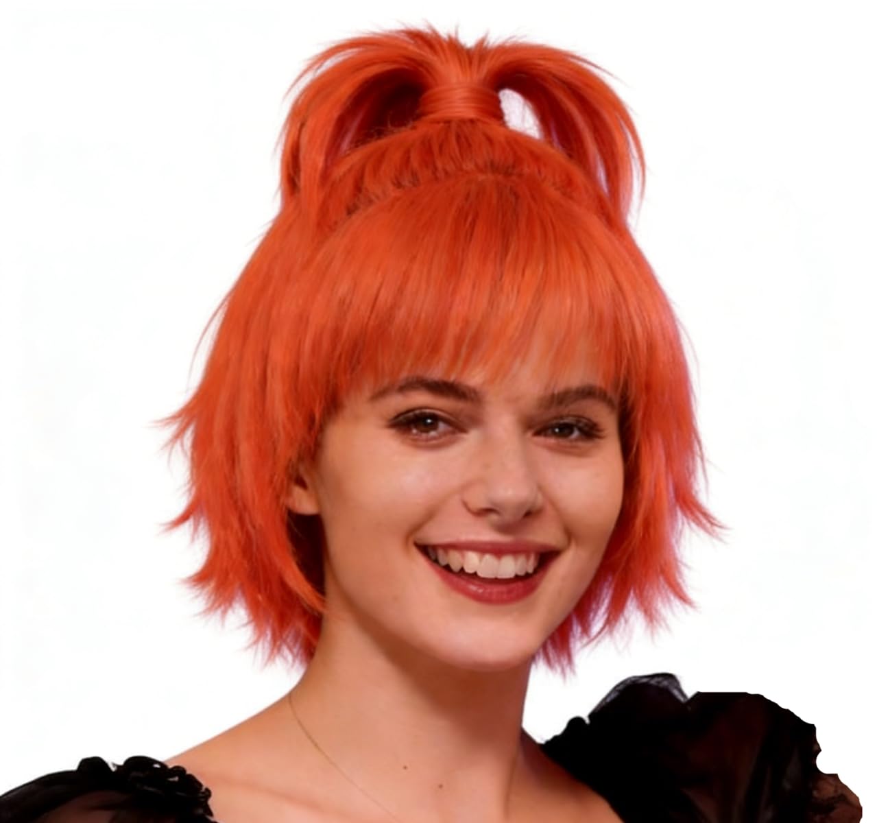 NiceLisa Orange Fashion Wig Short Fluffy Unique Style Prestyled Women Anime Halloween Party Wigs