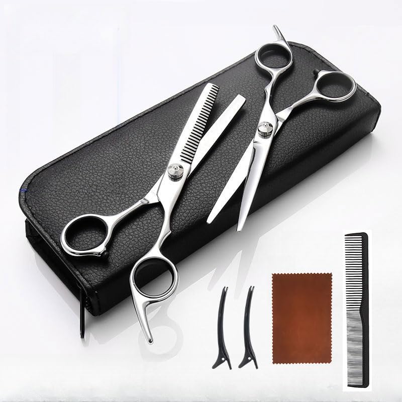 Professional Hair Cutting Scissors Set - Thinning Shears Kit with Comb & Case for Men & Women | Home Haircutting Essentials