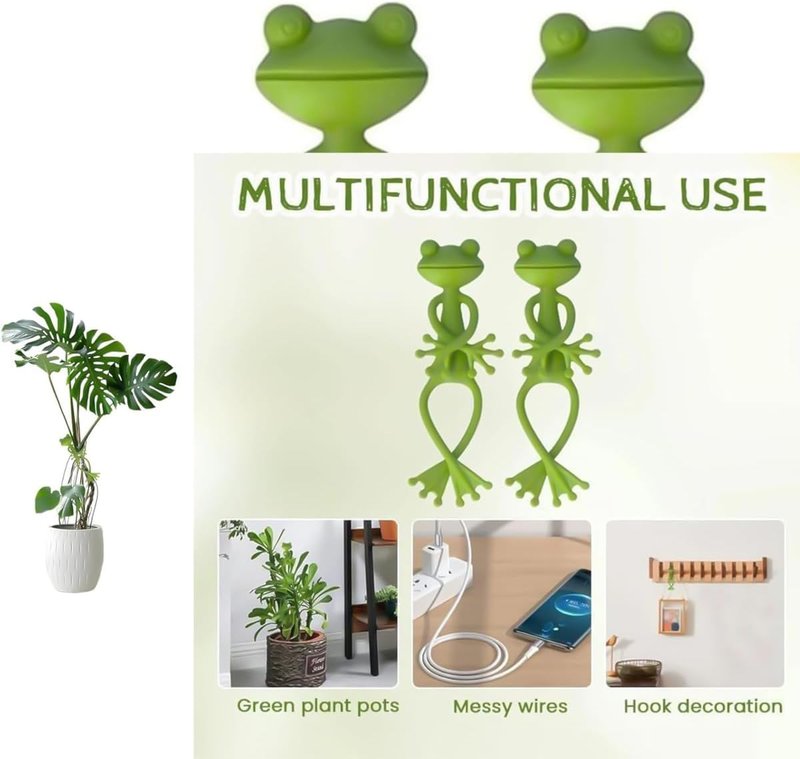 Frog Plant Stand - Cute Frog Flower Pot Hugger Clips | Decorative Planter Hanger for Climbing Plants (Set of 2)