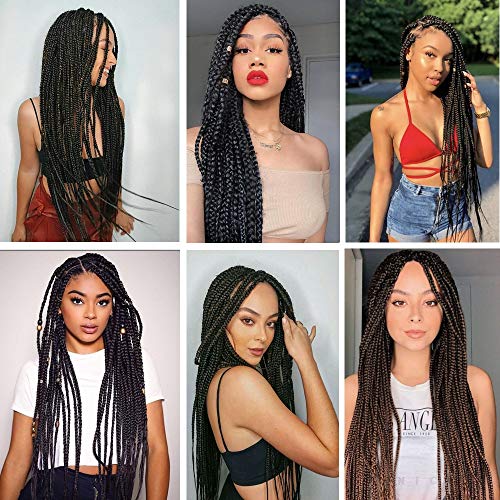 Alrence 16 Inch Pre-Stretched Braiding Hair - 8 Packs (1B#)