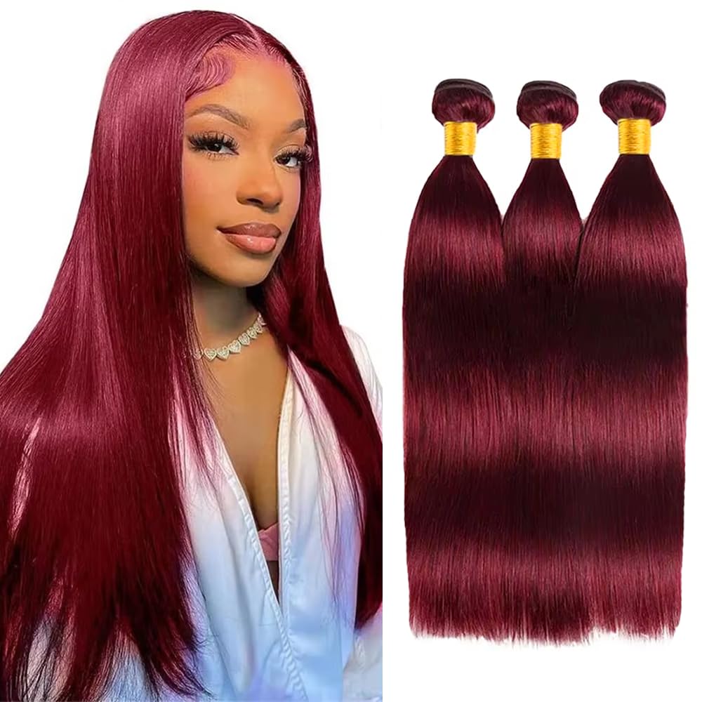 Burgundy Human Hair Bundles 99j Straight Bundles 16 18 20 inch Red Straight Human Hair Bundle Burgundy Straight Bundle