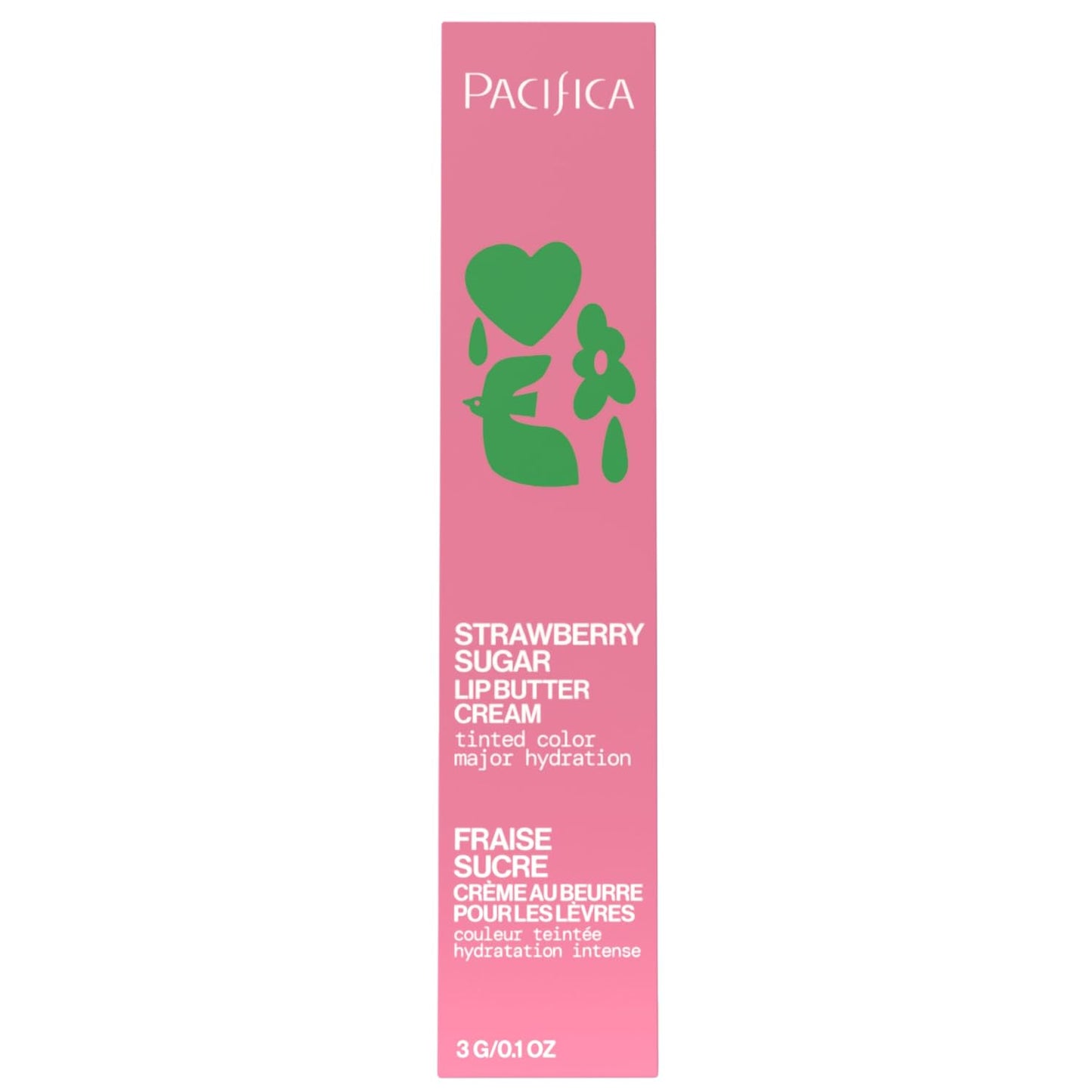Pacifica Strawberry Sugar Lip Buttercream - Tinted Vegan Lip Balm for Lasting Hydration & Soft Shine | Buildable Mineral Tint
